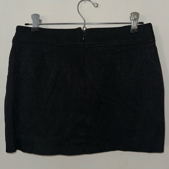 Y2K Bebe black mini skirt filigree paisley pattern buttons pockets zipper VTG 0 - Picture 6 of 11